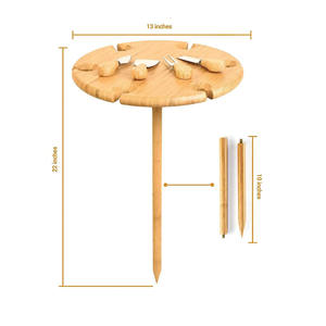 Table de pique-nique en bambou support à vin pliable portable et plateau de service à fromage, mini table en bambou d'extérieur pour jardin ou plage - Product Image 2