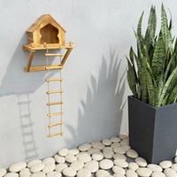 Mangeoire pour écureuils en bois pour l'extérieur avec échelle murale et fixation sur arbre, boîte de nidification extérieure résistante aux intempéries pour écureuils