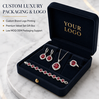 Ensemble de bijoux de luxe Siam Red Princess Cut CZ, collier, boucle d'oreille, Bracelet, bague pour femmes, bijoux de mariage, en laiton, argent Gua