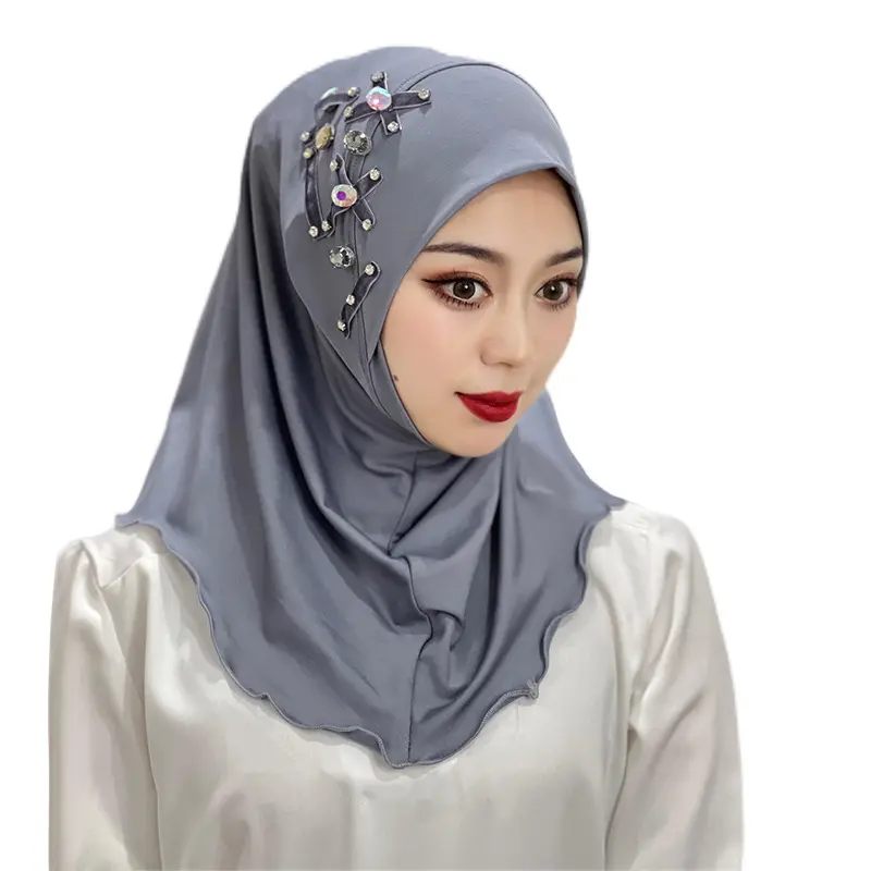 Gebed Voile Bedrukt Lange Instant Satijnen Hijab Sjaal Jurk Moslim Islamitische Kleding Turqu Bonnet Verpakkingsdoos