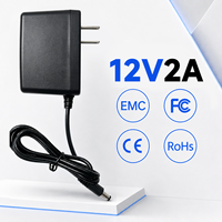 Adaptateur secteur universel US AC/DC 12V 2A 24W stabilisé à 6 protections, montage mural, pour moniteur et haut-parleur