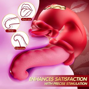 Múltiples funciones vibrador boca Oral lamiendo Rosa vibrador clítoris lengua lamiendo vibrador para mujeres adultos juguetes sexuales Consolador