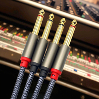 Câble 5 M 6.35 à 1/4, double câble d'interconnexion audio stéréo 1/4 pouces TS à double 6.5 2X 6.35mm 1/4 pouces mâle TS à 2 6.35 mâle