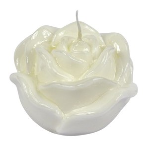 Candele Decorative Bianche a Forma di Rosa Lucida - Product Image 1