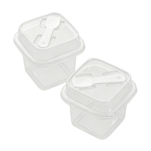 En stock – Pots en plastique PP de 280 ml et 220 ml pour <span class=keywords><strong>yaourt</strong></span>, crème glacée, gelée, pudding, gâteau <span class=keywords><strong>au</strong></span> lait, avec couvercle et cuillère - Product Image 1