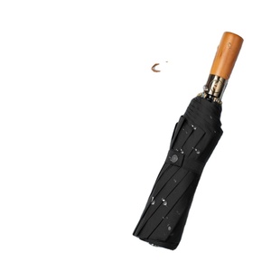 ร่มพับด้ามไม้ เปิด-ปิดอัตโนมัติ แข็งแรง ทนลม กันแดด ปลายโลหะ พร้อมโลโก้ - Product Image 1