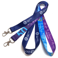 Prix de gros promotionnel Polyester lanière expédition rapide carte d'identité bleu porte-clés lanières avec Logo personnalisé