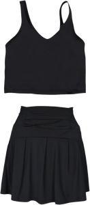 42 couleurs prêtes à être expédiées Débardeur profond à col en V dans le <span class=keywords><strong>dos</strong></span> en U Jupe de tennis plissée à taille haute Tenue quotidienne décontractée Ensemble <span class=keywords><strong>2</strong></span> pièces pour femmes - Product Image 4