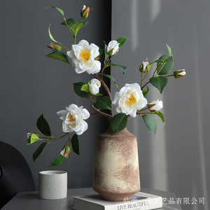 Flor de Camelia Artificial de Yihua Floral Art, 52 cm, Flor de Seda Blanca, Decoración del Hogar, Estilo Moderno y Simple - Product Image 2