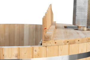 대형 6-8인용 야외 일본식 온수 욕조 장작 난방 써모 파인 히터 전기 마사지 삼나무 목재 스파 욕조 - Product Image 3