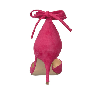 Tacones de Punta en Gamuza <span class=keywords><strong>Fucsia</strong></span> para Mujer, con Lazo en el Tobillo, Estilo Dulce y Atrevido, Color Vibrante para Citas y Uso Diario, Cómodos, Venta al Por Mayor, OEM, ODM - Product Image 3