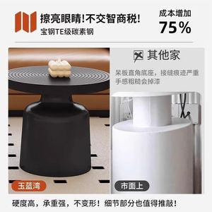 <b>Round</b> Coffee <b>Table</b> Wood Top <b>White</b> Base Modern Minimalist Design Living Room Furniture - Product Image 3