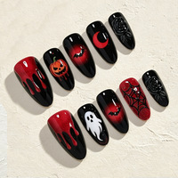 30 Pièces de Décorations d'Ongles d'Halloween Mignonnes et Cool : Gouttes de Sang Rouges, Chauve-souris, Fantômes, Citrouilles, Lunes, Toiles d'Araignées, Roses
