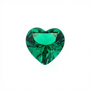 Pierre précieuse émeraude verte zambienne cultivée en laboratoire, taille cœur, pour la fabrication de bijoux, bagues, boucles d'oreilles, colliers, pendentifs - Product Image 1
