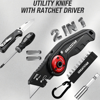 Couteau utilitaire pliant multifonctionnel professionnel OEM, couteau utilitaire rétractable avec tournevis