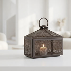 Farol de Metal Negro Estilo Malla para Decoración del Hogar y Patio - Product Image 1