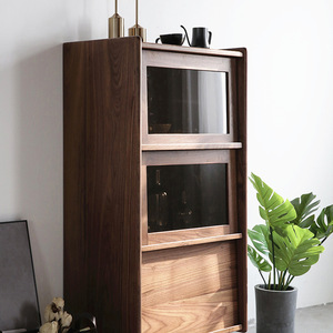 Scandinavian Solid Wood <b>Sideboard</b> 0.61x0.4x1.24 <b>Storage</b> Cabinet Modern Display Furniture - Product Image 3
