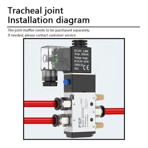 Van điện từ khí nén 1/4 inch 5 cách 2 vị trí khí nén điều khiển không khí Van điện từ 4v110 4v210-08 DC12V/24V/ - Product Image 6