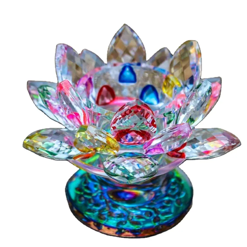 Pujiang Atacado Agradável Projetos de Cristal Suporte de Vela De Lótus de Cristal de Vidro Vela Votiva Titular Para A Decoração