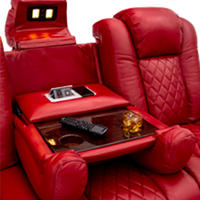 CY Promotion Chaise de cinéma inclinable électrique en cuir véritable, design moderne, en bois massif, pour home cinéma, avec table pour ordinateur portable, idéale pour la salle de sport