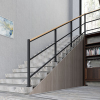 Treppengeländer aus Eisen- und Aluminiumlegierung, modernes, schlichtes Design, rostbeständig, 3 Jahre Garantie, Holzmaserung-Imitat