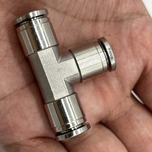 Raccordo Pneumatico a T <span class=keywords><strong>in</strong></span> Acciaio Inox, Connessione Rapida a 3 Vie per Tubi dell'Aria Compressa - Product Image 1