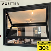 Fenêtre pliante en aluminium AOSTTER, étanche, sur mesure, avec poignées sécurisées, double vitrage Low-E, mécanisme de levage supérieur