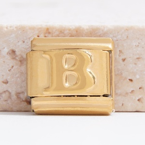 Accesorios de Moda para Pulseras: Dijes de Letras Convexas de Acero Inoxidable Bañado en Oro, para Pulseras de Charms Italianos DIY - Product Image 3