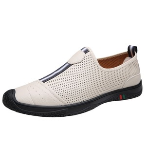 Chaussures bateau pour hommes en cuir véritable respirant, à enfiler, bout rond, doublure en mesh, semelle extérieure en caoutchouc, semelle intermédiaire en EVA - Product Image 5