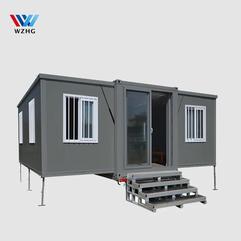 Prefab Modular 20ft ขยาย Modular บ้านภาชนะขนาดเล็กที่มีหลังคาแบนเป็นค่ายสนามบ้านสำหรับขายส่ง