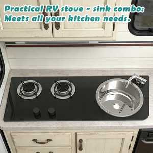 JDA Práctica y Funcional Estufa Doble para RV con Fregadero, Unidad de Cocina Móvil de Acero Inoxidable SS304 para Caravanas, Campers, RVs y <span class=keywords><strong>Vans</strong></span> - Product Image 4