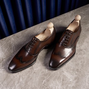 Italian Men's Business Formal Shoes Trendy Square <b>Toe</b> Lace <b>Cap</b> <b>Toe</b> Breathable Light Weight Anti-Slip Valentina Leather British - Product Image 4