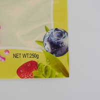 Sachet en plastique imprimé sur mesure avec fenêtre transparente, trou de suspension, motif fruits colorés, emballage autoportant