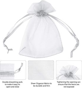 Bolsas de Organza Blancas de Malla 10*12cm, Bolsitas para Joyería, Bolsas de Regalo con Cordón, Bolsas de Organza para Dulces, Bodas y Fiestas - Product Image 3