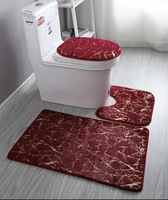 Ensemble de 3 tapis de salle de bain couleur or en fausse fourrure de lapin, tapis de sol absorbant en mousse à mémoire de forme, antidérapant pour toilettes