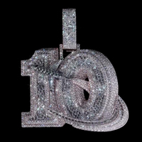 Pendentif Moissanite Personnalisé Hip Hop Lettre 10 Avion en Argent Sterling 925 Plaqué Or, Argent et Or Rose