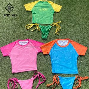 Maillot de bain sexy personnalisé pour femmes, ensemble de bikini micro mini 2 pièces, t-shirt assorti, vêtements de plage, maillot de bain pour femmes 2024 - Product Image 6