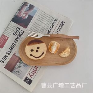 Japanese Style Minimalist Solid Wood Oval <b>Tray</b> Natural Color For <b>Tea</b> Coffee Snacks Serving - Product Image 2