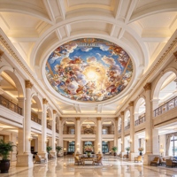 Papier peint mural pour plafond, motif ciel européen, fresque classique nuageuse pour la décoration de hall d'hôtel et de dôme