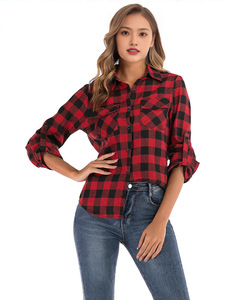 Nouvelle <span class=keywords><strong>chemise</strong></span> décontractée pour femme en laine respirante, unie, à manches longues, avec double poche et col rabattable - Product Image 4