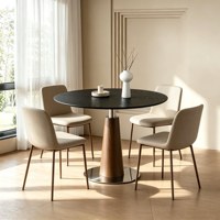 Table basse simple en bois massif rétro, petite table ronde pour balcon, table à manger, table de réception et de négociation avec chaises