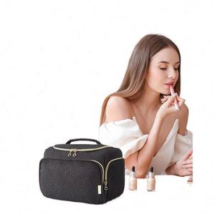 Large Wide-Open Travel Toiletry Bag with Handle, Personalized <b>Makeup</b> Cosmetic Organizer, Ideal for Promotional Gift - Product Image 3