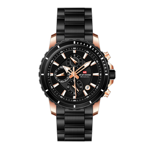 Montre chronographe à quartz pour homme, en acier inoxydable, étanche, sportive, avec date et aiguilles lumineuses - Product Image 1