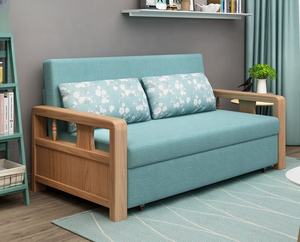 Canapé-<span class=keywords><strong>lit</strong></span> en bois massif assis et endormi en tissu à double usage pliant et rétractable canapé-<span class=keywords><strong>lit</strong></span> multifonctionnel pour salon - Product Image 4