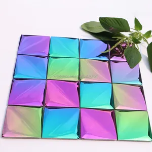Foshan factory custom colourful three-dimensional stainless steel mosaic tiles 3D illusion metal mosaic tiles