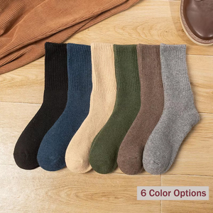 Chaussettes pour hommes en <span class=keywords><strong>laine</strong></span> à 10 %, logo personnalisé, chaussettes thermiques épaisses et résistantes, chaussettes côtelées multicolores pour hommes, vente en gros - Product Image 5
