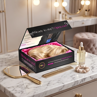 Boîte d'emballage de luxe personnalisée avec logo en feuille d'or pour perruques, boîte de rangement magnétique pour extensions de cheveux, pour perruques en cheveux naturels de marque
