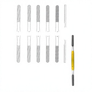 Râpes nasales Fomon 20,5 cm / 8 pouces, ensemble standard de 5 avec inserts en carbure de tungstène TC pour le façonnage et la remodelage précis des os nasaux - Product Image 1