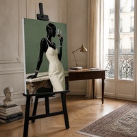 Toile encadrée avec silhouette féminine africaine distinctive pour hôtel de luxe, zone publique, mur d'accentuation et décoration intérieure