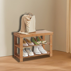 <b>Shoe</b> Rack And Bench Multi Layer <b>Storage</b> For Home Bedroom Entryway <b>Space</b> <b>Saving</b> Original Color 50CM 60CM 67CM - Product Image 2